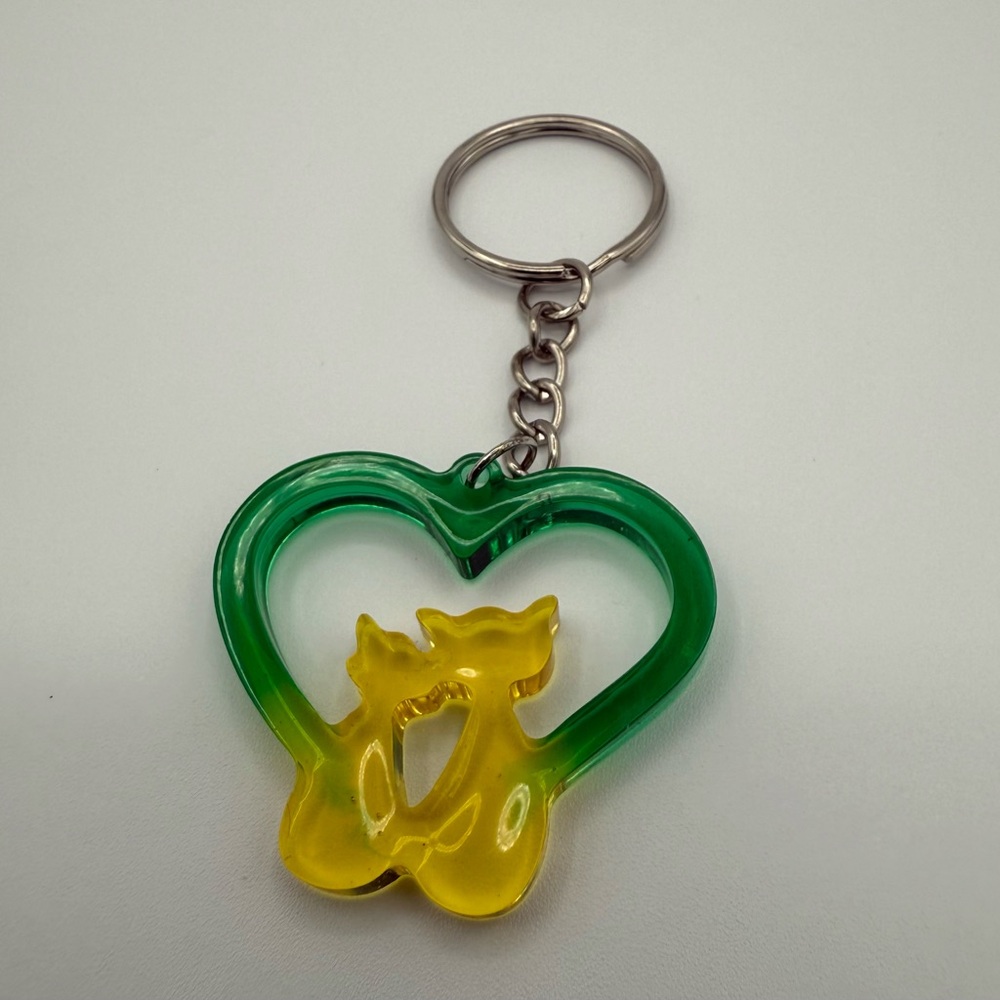 Green and Yellow Heart Keychain